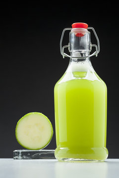 bottle of fresh green vegetable  juice