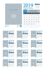 Calendar template design 2019