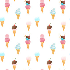 Watercolor ice cream pattern