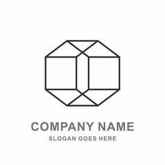 Geometric Hexagon Square Cube Space Box Architecture Interior Construction Business Company Stock Vector Logo Design Template