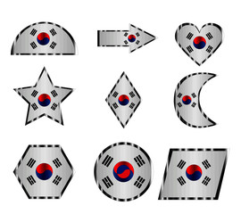 Set of different national flag icons North Korea