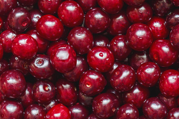 Sweet ripe red cherry close-up. Background