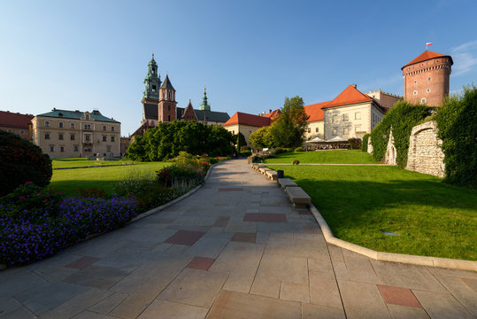  The Wawel Royal Castle and Cathedral Basilica in Krakow, Poland.  Wawel Royal Castle is a the UNESCO World Heritage
