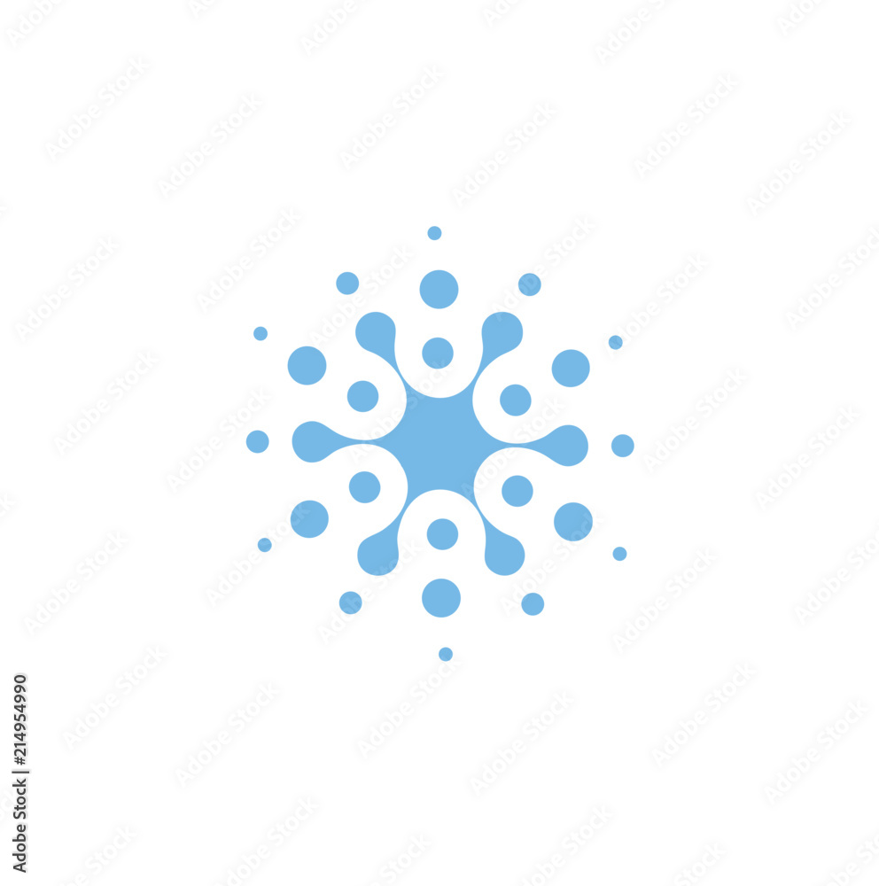 Poster blue abstract round shape from circles, universal logo template. isolated icon, vector illustration 