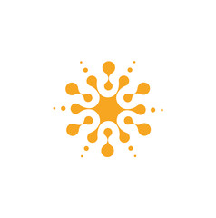 Orange abstract round shape from circles, universal logo template. Isolated icon, vector illustration on white background.