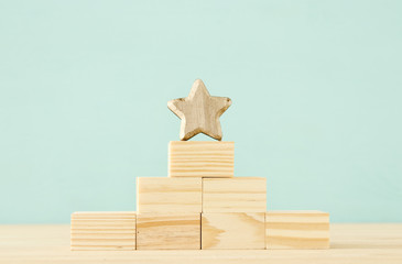 concept image of setting a one star goal. increase rating or ranking, evaluation and classification...