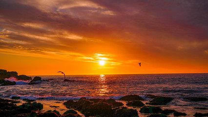 atardecer en la playa