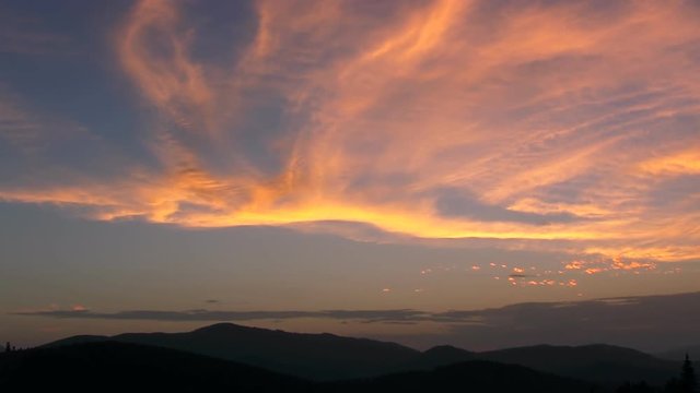 A time lapse of a sunset over the Carpathian Mountains.