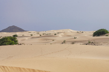 Fototapeta na wymiar Haze of the Viana Desert, Boa Vista, Cape Verde
