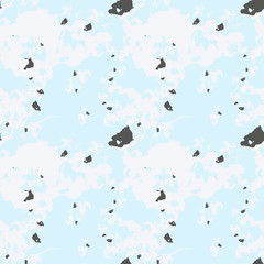 Military camouflage seamless pattern in light blue and different shades of grey color
