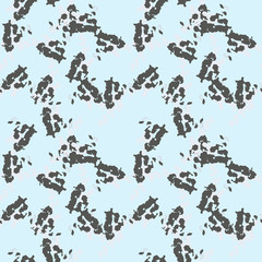 Military camouflage seamless pattern in light blue and different shades of grey color