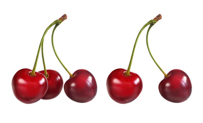 Fototapeta na wymiar Group of a ripe cherries on a white
