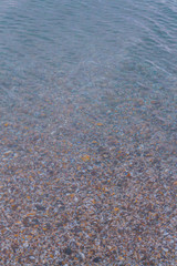 Sea stones in the summer sea before sunset