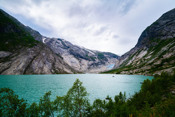 Lake in front of Nigardsbreen, most popular glacier in Norway