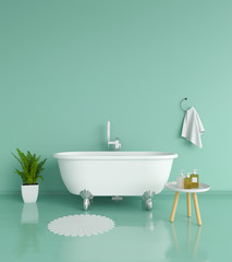 Naklejka na ściany i meble Green bathroom interior, 3D rendering