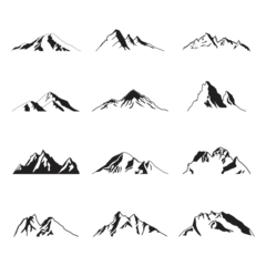 Fotobehang Mountain Silhouette Landscape Icon Peak Illustration Set © jongjawi