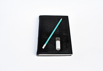 Black notepad on a white background