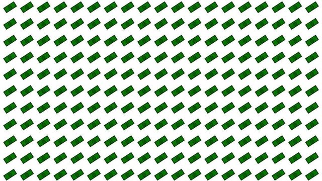 Looped Full Screen of Animated Cash Moneys Cartoon Illustrated Background Overlay on White Alpha Matte Chroma Key UHD 4K