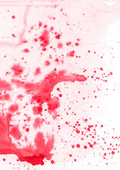 Red drops watercolor paint background.