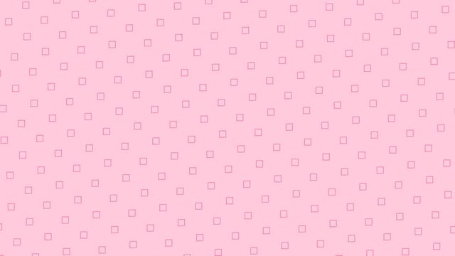 Dise&ntilde;o en v&iacute;deo de patr&oacute;n de un entramado de peque&ntilde;os cudrados rosas en movimiento que van mutando su forma levemente y girando sobre su eje. El fondo es una pantalla de color rosa claro.