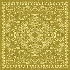 Design print for kerchief. The pattern of the mandala. Vector illustration.
