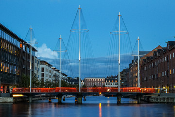 Cirkelbroen Bridge over Christianshavn canal in Copenhagen, Denmark