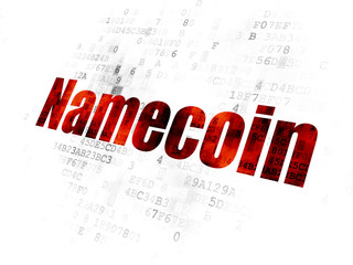 Cryptocurrency concept: Pixelated red text Namecoin on Digital background