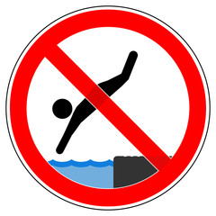 srr400 SignRoundRed - german - Verbot: Vom Beckenrand springen verboten - Schwimmbad (tauchen / eintauchen) - english - Prohibition: no diving, backflips or somersaults - natatorium - xxl g6346