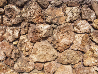 A wall of natural non-treated stone of brown shades.