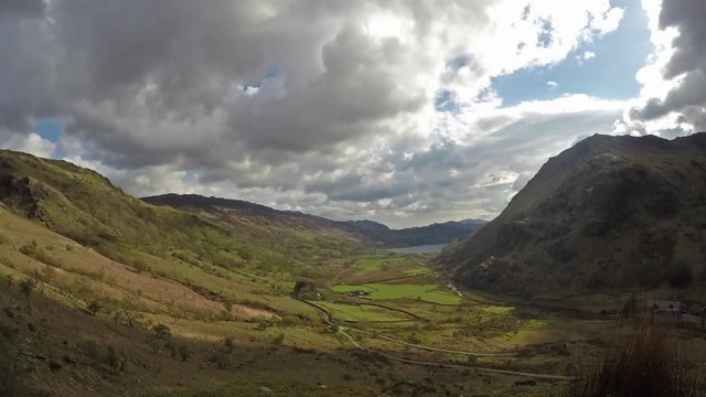 Time lapse of Llyn Gwynant in Snowdonia National Park Gwynedd North Wales