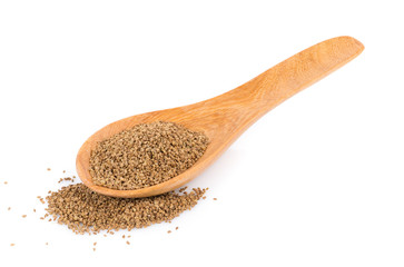 celery seed in spoon isolated on white background