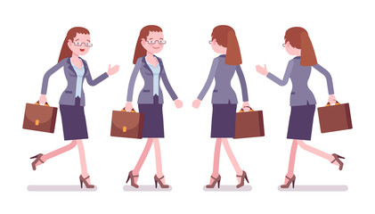 Fototapeta premium Female teacher walking and running