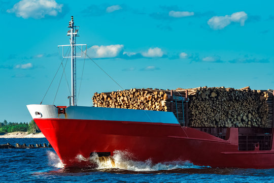 Cargo ship with wood