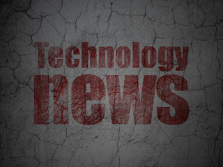 News concept: Red Technology News on grunge textured concrete wall background