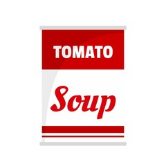 Tomato soup can icon. Flat illustration of tomato soup can vector icon for web isolated on white
