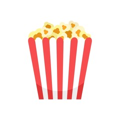 Cinema popcorn box icon. Flat illustration of cinema popcorn box vector icon for web isolated on white