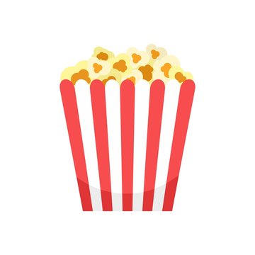 Cinema popcorn box icon. Flat illustration of cinema popcorn box vector icon for web isolated on white