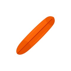 Orange surfboard icon. Flat illustration of orange surfboard vector icon for web isolated on white