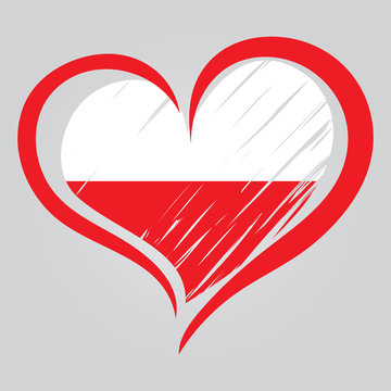 Poland flag background. Love Poland emblem.