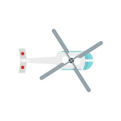 Top view helicopter icon. Flat illustration of top view helicopter vector icon for web isolated on white