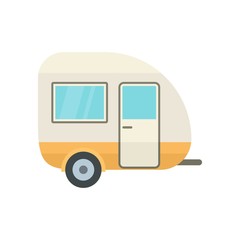 Travel trailer icon. Flat illustration of travel trailer vector icon for web isolated on white