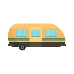 Summer camp trailer icon. Flat illustration of summer camp trailer vector icon for web isolated on white