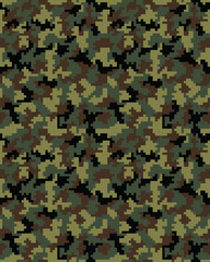 Seamless digital fashion camouflage pattern, vector background