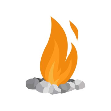 Fire in stones icon. Flat illustration of fire in stones vector icon for web isolated on white
