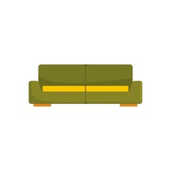 Green modern sofa icon. Flat illustration of green modern sofa vector icon for web isolated on white