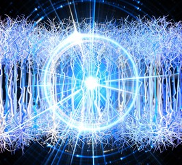 Artificial intelligence concept made of blue neurons