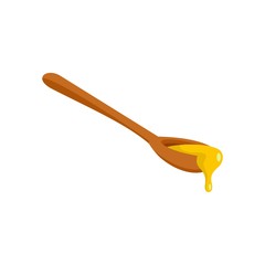 Honey wood spoon icon. Flat illustration of honey wood spoon vector icon for web isolated on white