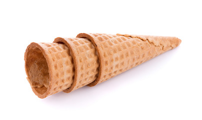 Sweet wafer cone isolated on white background