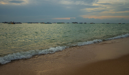 Landscape of tropical beach Blue sea and wave