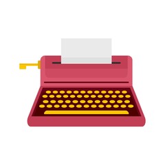 Retro style typewriter icon. Flat illustration of retro style typewriter vector icon for web isolated on white